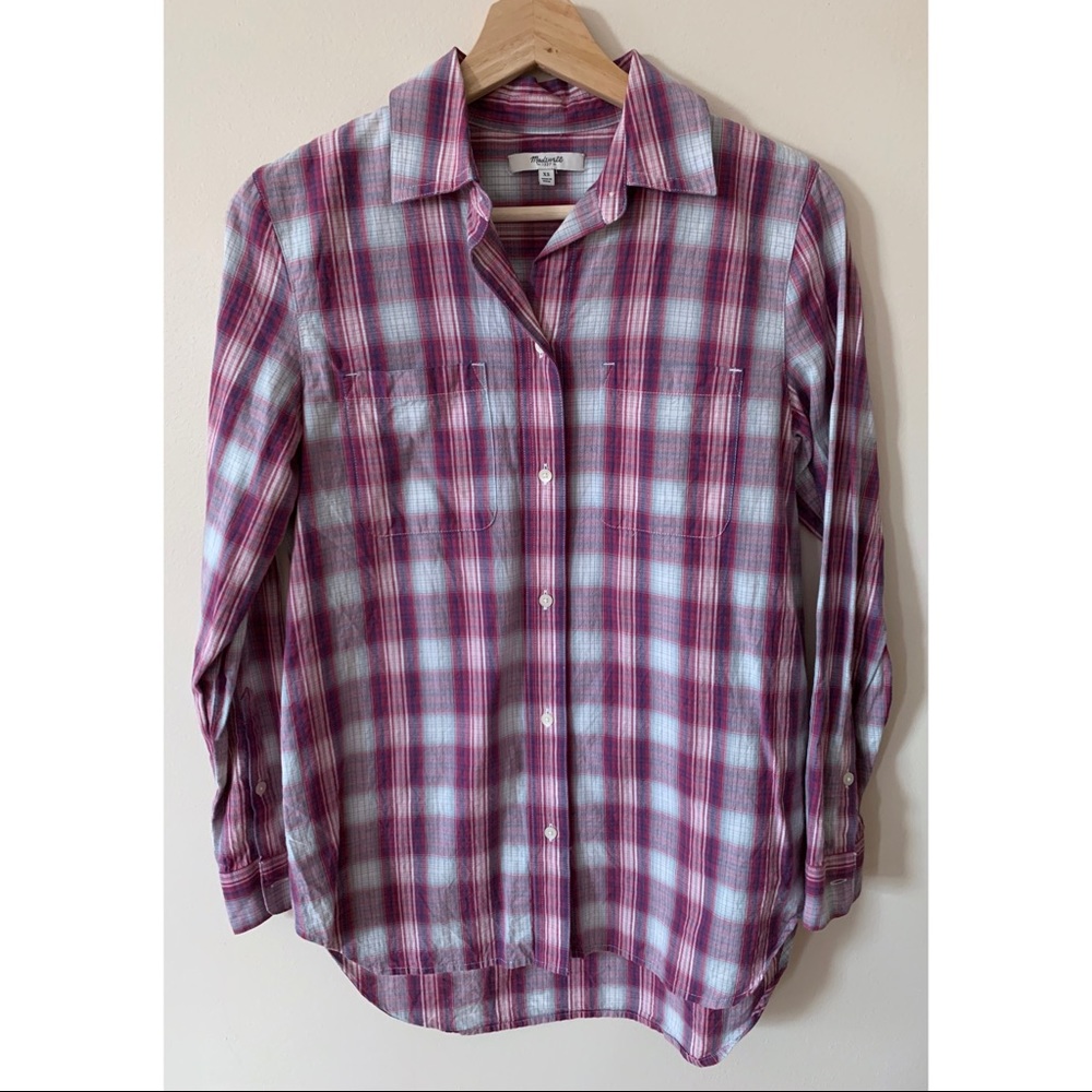 Madewell • XS • Long Sleeve Tunic Plaid Button Up Top Shirt